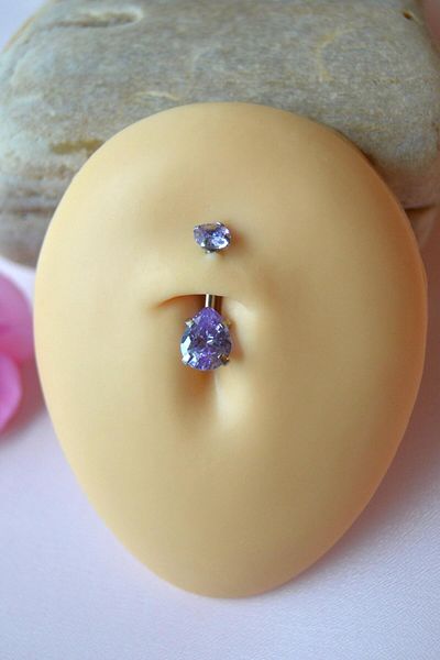Sacce Scarves&Accessories Drop Stone Model Steel Navel Piercing Lilac Purple Zircon Stone