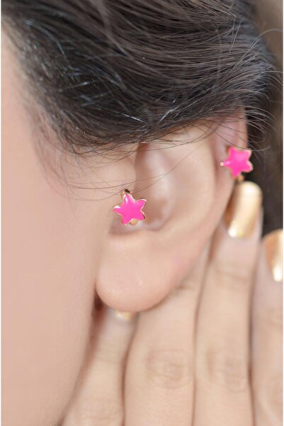 Sacce Scarves&Accessories Pembe Yıldız Tragus Helix Piercing Mini Küpe