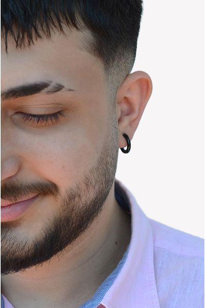 Sacce Scarves&Accessories Men's Black Steel Hoop Earrings - Compressed