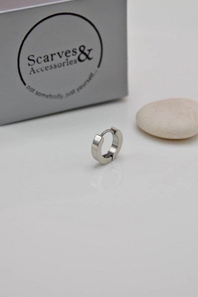Sacce Scarves&Accessories Men's Silver Color Steel Hoop Earring Single