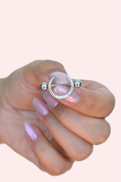 Sacce Scarves&Accessories Zirkon Taşlı Hilal Çelik Nipple Piercing Hilal Mode...
