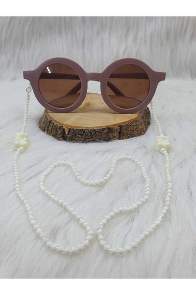 HAPPY HANDMADE Children's Eyewear Chain with Chain Bear Figure Unisex Eyewear Strap with Beads Children's Eyewear Chain