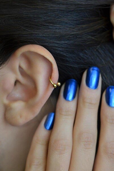 Sacce Scarves&Accessories 6 mm Gold Çelik Top Uçlu Taşlı Piercing Tragus Helix Kıkırdak