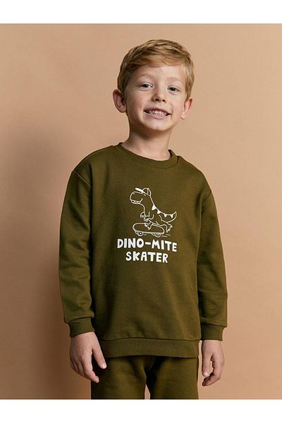 LC Waikiki طقم من قطعتين من LCW Kids Boy - سويت شيرت وبنطال رياضي بطبعة ديناصور