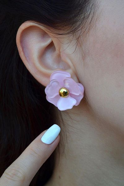 Sacce Scarves&Accessories Pink Flower Patterned Earrings