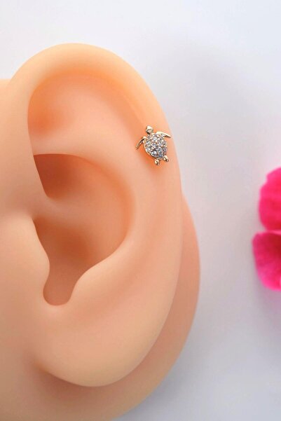 Sacce Scarves&Accessories Zirkon Taşlı Kaplumbağa Helix Küpesi Lob Tek Adet