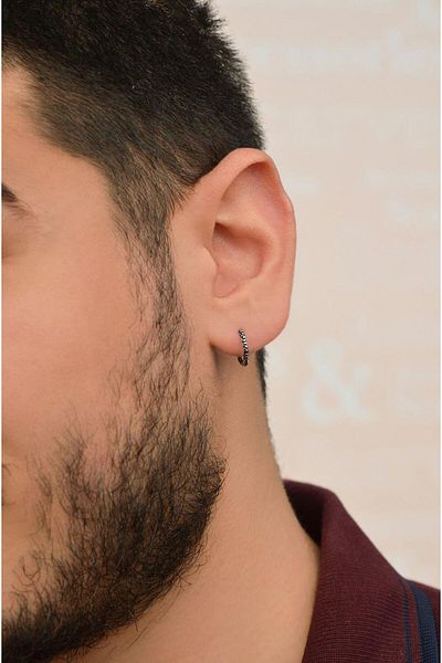 Sacce Scarves&Accessories Antique Minimal Steel Hoop Earrings for Men