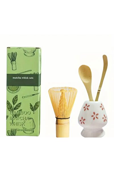newaa butik 1 Adet 4 Lü Bambo Çay Seti, Matcha Çırpıcı, Kaşık, Kaşığı, Gelene...