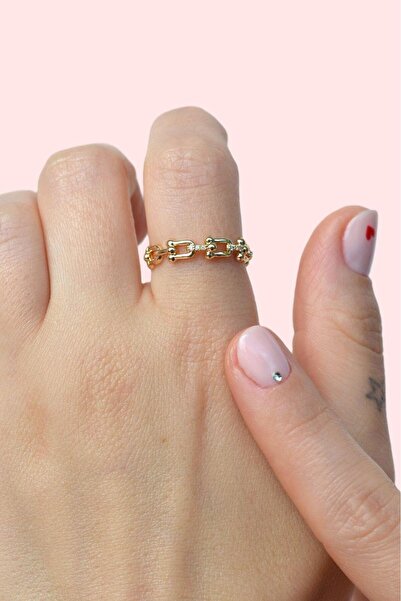 Sacce Scarves&Accessories Ayarlanabilir İnce Zincir Model Yüzük Gold Renk