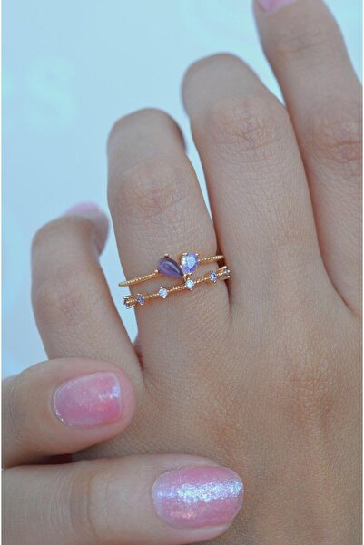 Sacce Scarves&Accessories Mor Kalpli Yaprak Çiçekli Ayarlanabilir Yüzük Renkl...