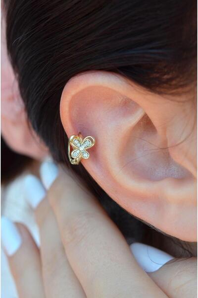 Sacce Scarves&Accessories Zirkon Taşlı Kelebek Helix Piercing Kelebekli Kıkırdak Lob Küpesi Tek Adet