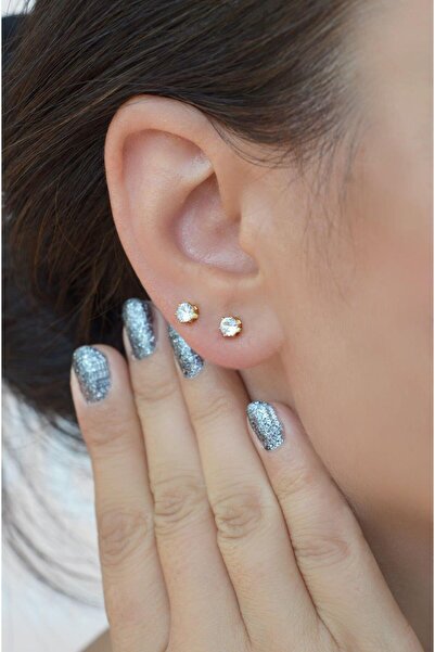 Sacce Scarves&Accessories حلق سوليتير ذهبي ستيل 3 ملم