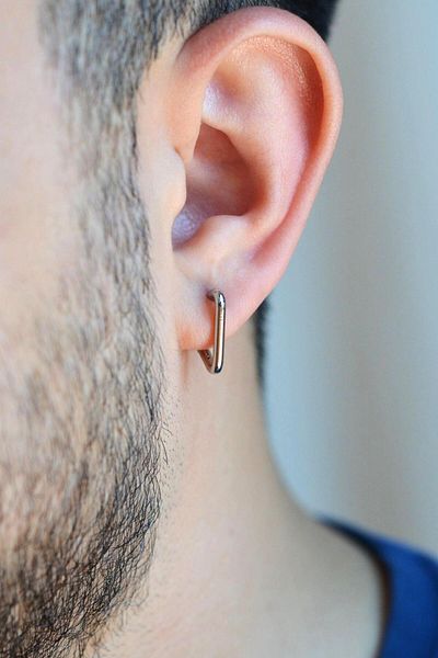 Sacce Scarves&Accessories Men's Triangle Model Steel Earrings - Hoop Cut