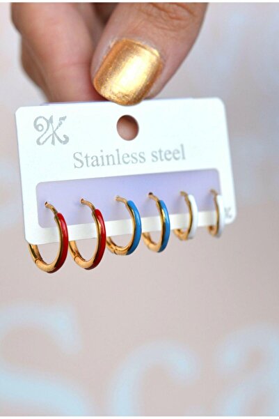 Sacce Scarves&Accessories طقم اقراط استيل ملون 6 قطع