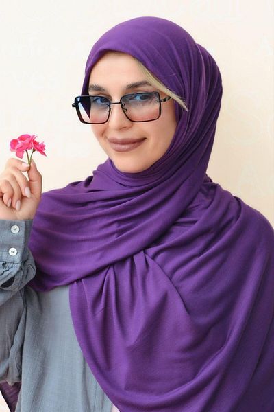 Sacce Scarves&Accessories Purple Color Lycra Viscose Combed Cotton Shawl Lycra Scarf