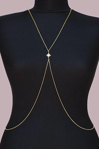 Sacce Scarves&Accessories سلسلة جسم من الفولاذ الشمالي على شكل نجمة - لون ذهبي