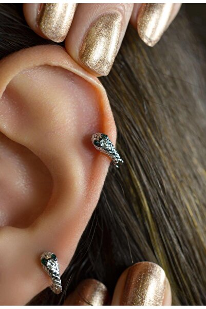 Sacce Scarves&Accessories Gümüş Renkli Yılan Piercing Tragus Helix Kıkırdak Ü...