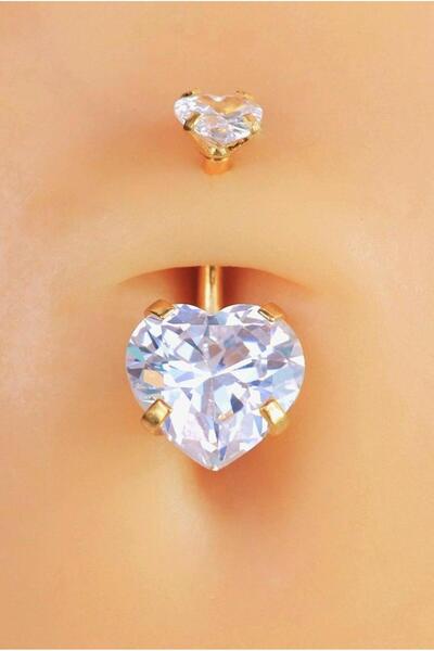 Sacce Scarves&Accessories Çelik Kalp Model Tektaş Göbek Piercing Gold