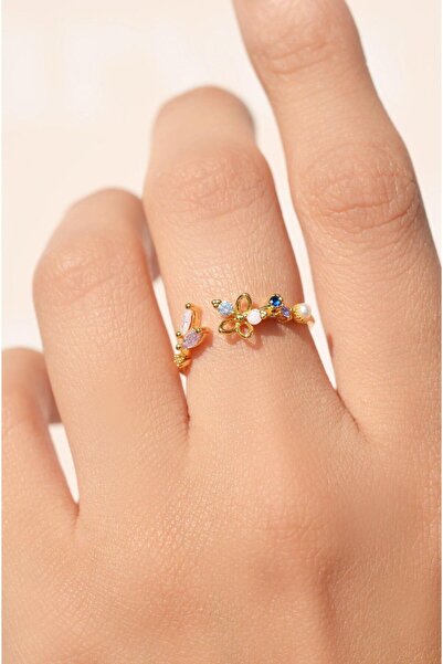 Sacce Scarves&Accessories Ayarlanabilir Renkli Çiçek Eklem Yüzüğü Çiçek Yüzük