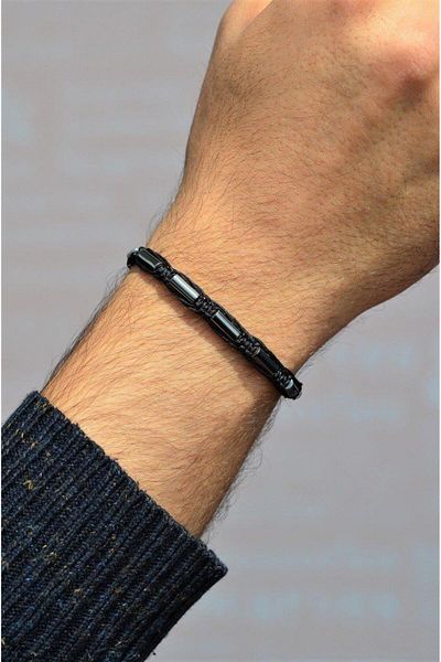 Sacce Scarves&Accessories Hematite Men's Bracelet Black