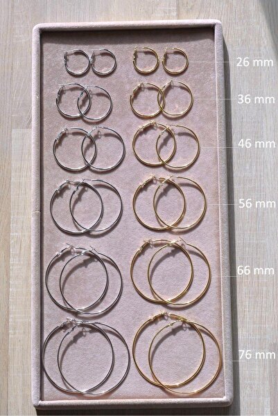 Sacce Scarves&Accessories 36 mm Gri Renk Düz İnce Halka Küpe