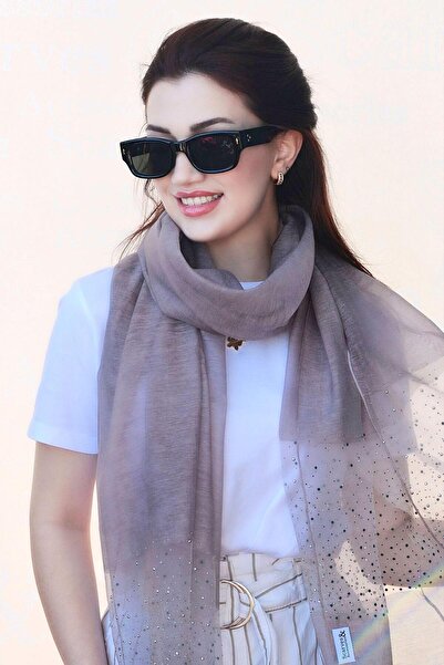 Sacce Scarves&Accessories Μεταξωτό σάλι με λεπτομέρεια από πέτρα σε χρώμα λιλά