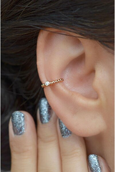 Sacce Scarves&Accessories Sıkıştırmalı Kıkırdak Küpesi Minimal Tektaş Earcuff