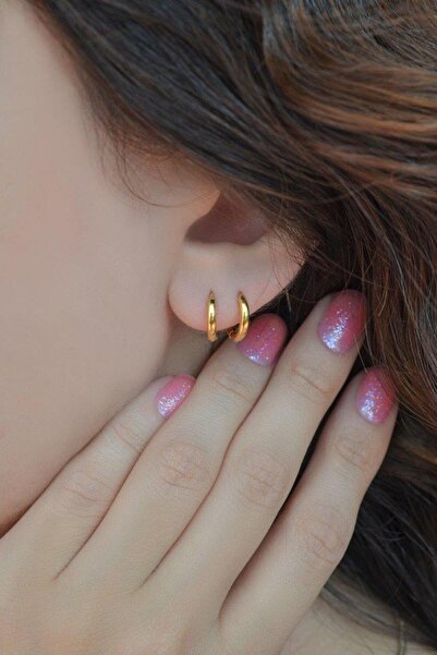 Sacce Scarves&Accessories Altın Rengi Çelik Halka Küpe Mini Boy