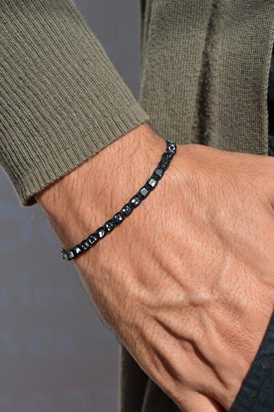 Sacce Scarves&Accessories Siyah Gri ve Beyaz Renk İnce Örgü Erkek Bileklik Ay...