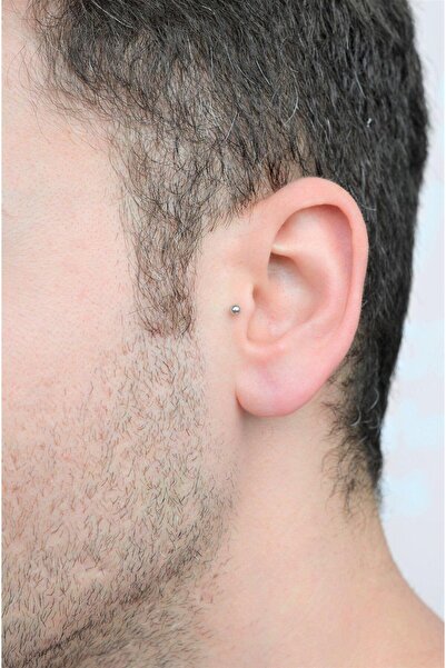 Sacce Scarves&Accessories ذكر حديد ثقب الزنمة اللولبية الغضروف 6 ملم لون فضي