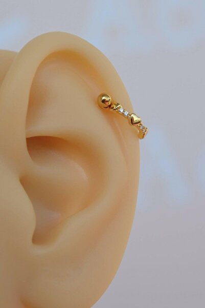 Sacce Scarves&Accessories Gold Kalpli Helix Piercing Halka Taşlı Conch Piercingi