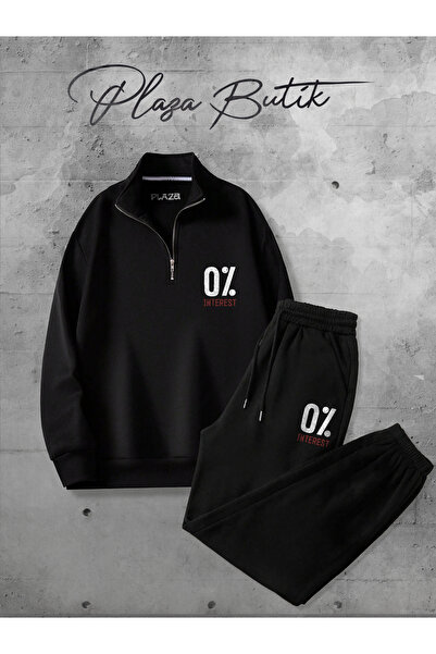 Plaza Butik Чоловічий напівзастібний светр 0% Interest Спортивний костюм