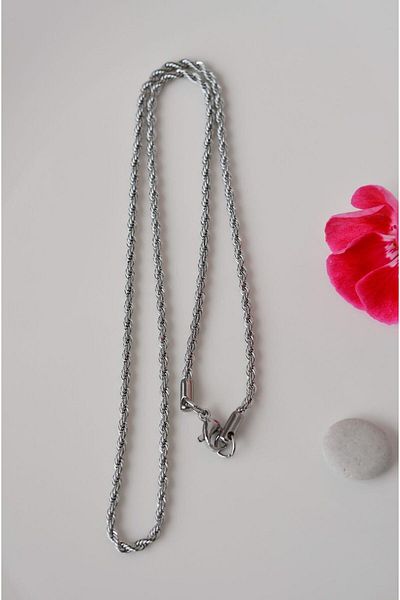 Sacce Scarves&Accessories Silver Color Twist Chain Steel Necklace 45 cm