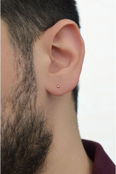 Sacce Scarves&Accessories Men's Gold Dot Steel Earrings 2 Mm