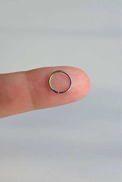 Sacce Scarves&Accessories Hologram Renkli 8 mm Çelik Halka Hızma Burun Piercingi