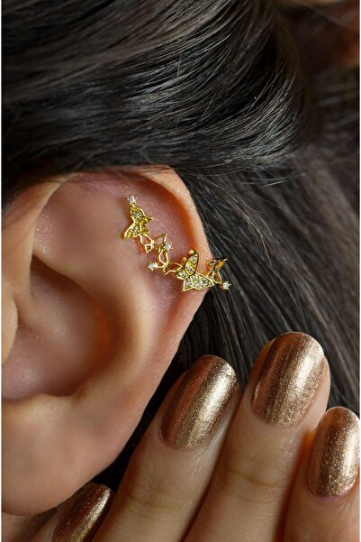 Sacce Scarves&Accessories Kelebek Kıkırdak Küpesi Gold