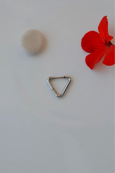 Sacce Scarves&Accessories Men's Triangle Model Steel Earrings - Hoop Cut