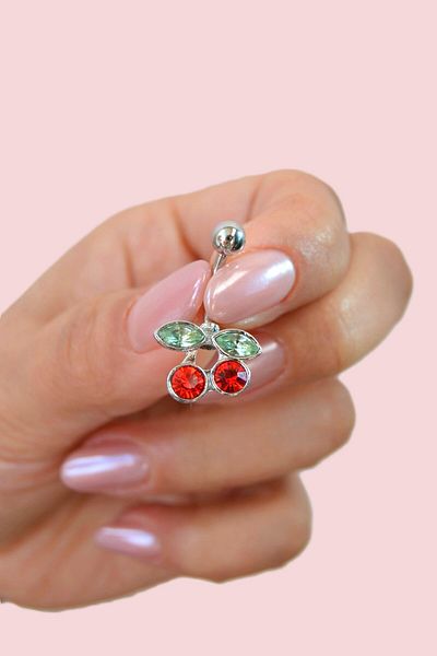 Sacce Scarves&Accessories Red Cherry Belly Piercing Double Cherry Belly Piercing