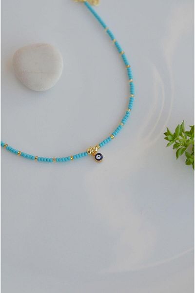 Sacce Scarves&Accessories Turquaz Evil Eye Beaded Anklet