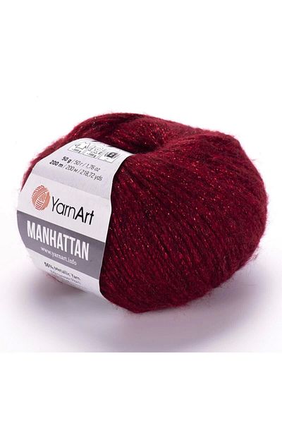 Yarnart Manhattan - Glittered Hand Knitting Thread Red-913