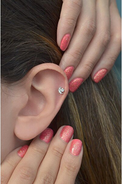 Sacce Scarves&Accessories Gümüş Ay Yıldızlı Piercing Helix Kıkırdak