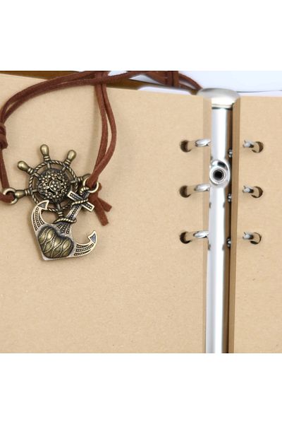 enyareshome A5 Brown Color Vegan Leather Cover Nostalgic Memo Commemorative Book 80 Sheets - Removable Page