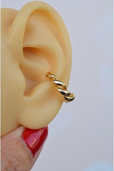 Sacce Scarves&Accessories Gold Burgulu Earcuff Sıkıştırmalı Kıkırdak Küpesi