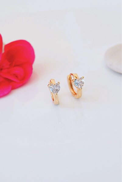 Sacce Scarves&Accessories Zirkon Kalp Taşlı Mini Halka Küpe