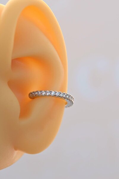 Sacce Scarves&Accessories Taşlı Gümüş Renkli Earcuff Ince Sıkıştırmalı Kıkırdak Küpe
