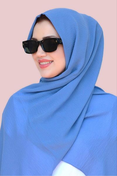 Sacce Scarves&Accessories Indigo Blue Shawl - Crinkle Fabric, Ironing Free