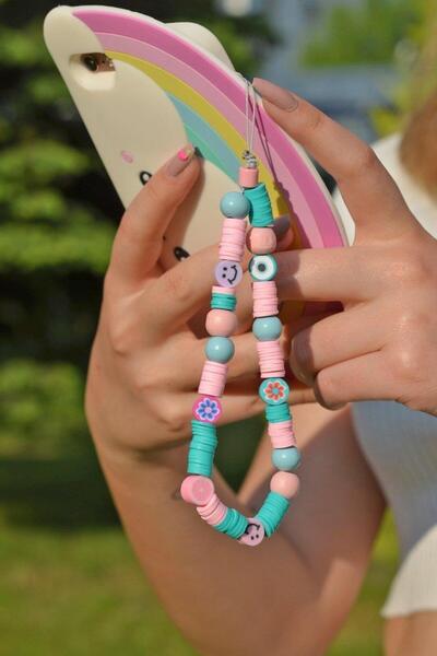 Sacce Scarves&Accessories Soft Colored Beaded Small Size Phone Strap Charm Ac...