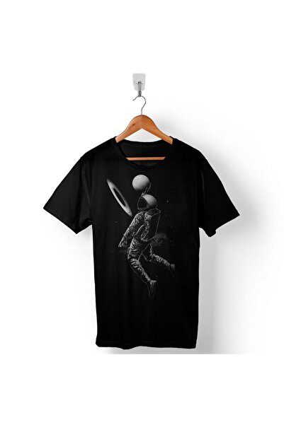 Kendim Seçtim Unisex majica Astronaut Saturn Ring Cosmos Štampano