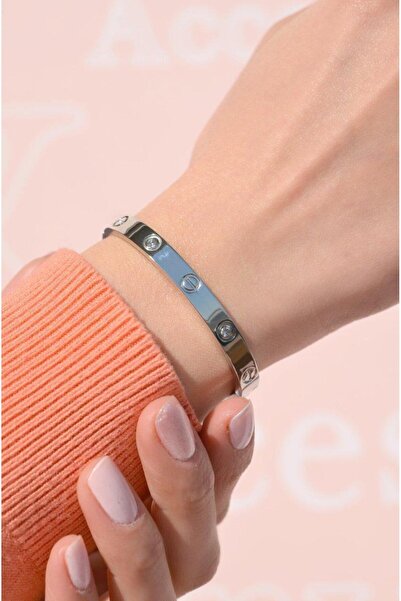 Sacce Scarves&Accessories سوار فولاذي حجم صغير لون فضي