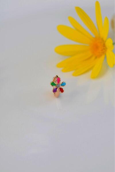 Sacce Scarves&Accessories Çok Renkli Çiçekli Helix Küpesi Kıkırdak Lob